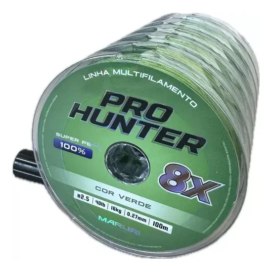 600mts Linha Pro Hunter 8x Verde 0,18mm 26libras
