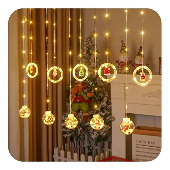Luz De Navidad Cortina Cascada 110led 3x1mts Aro Bola Figura