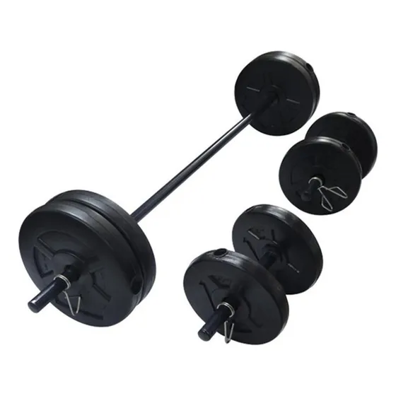Kit Barra + Mancuernas + 30 Kg. De Disco Pesas