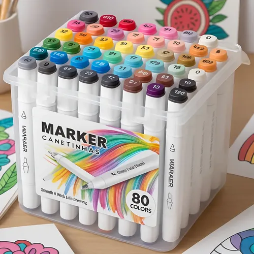 MUSÉE COSME 23点セット Estojo Canetinhas 80 Cores Touch Escolar Ponta Dupla Maleta