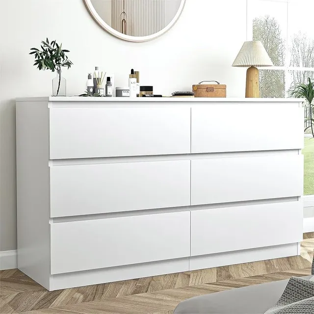 Cómoda De Melamina 6 Cajones Amplios - Mueble De Dormitorio