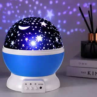 Luminária Projetor Galáxia Led 360° Rgb Usb Infantil Mesa Azul Branco 127/220v