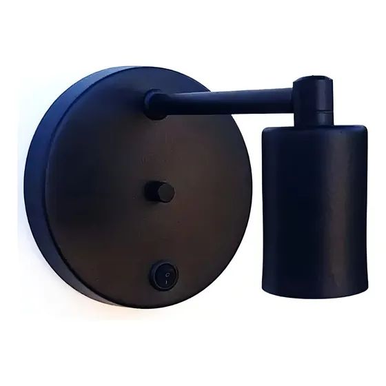 Arandela Parede Industrial Lavabo Preto E27 C/ Interruptor
