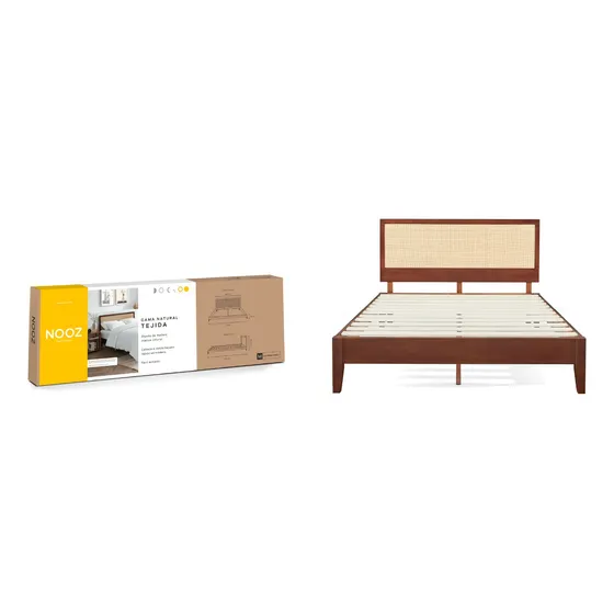 Base De Cama Nooz Natural Tejida  Con Cabecera, Individual