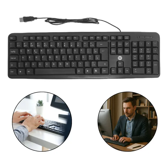 Teclado Bright 0014 Qwerty Português Brasil Cor Preto Abnt2