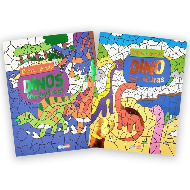 Kit 2 Libros Para Colorear Con Números - Dinosaurios Niños