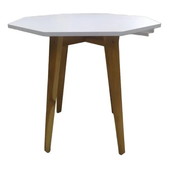 Mesa Alta Octagonal Melamina Y  Madera Teca