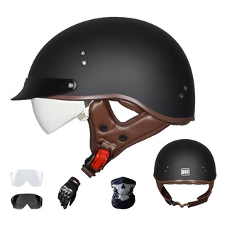 Retro Motorcycle Halfhelmet With Retractable Inner Sun Shade Retro Motorcycle Halfhelmet With Retractable Inner Sun Shade