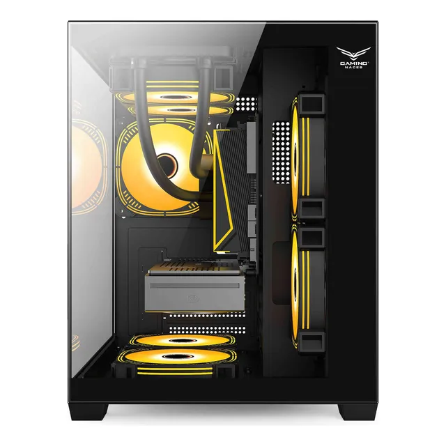 Gabinete Naceb Na-0637n, Midi-tower +4 Ventiladores 120mm Negro
