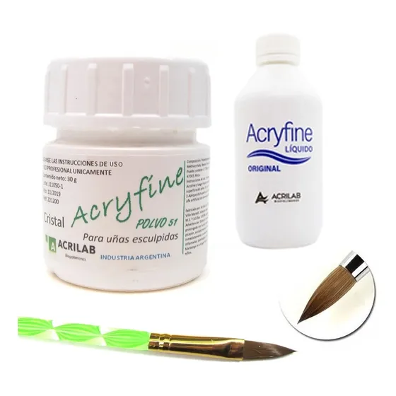 Acrilico Acryfine 30 Gs Polimeros + Monomero + Pincel Envgra