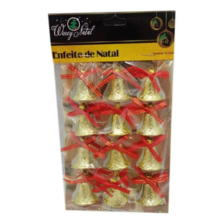 Kit 36 Mini Sinos Com Laço Pendente Decorativos Árvore Natal Kit 36 Mini Sinos Com Laço Pendente Decorativos Árvore Natal