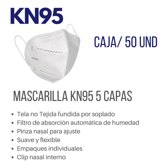 Mascara Mascarilla Tapabocas Desechable N95 Kn95 5 Capas
