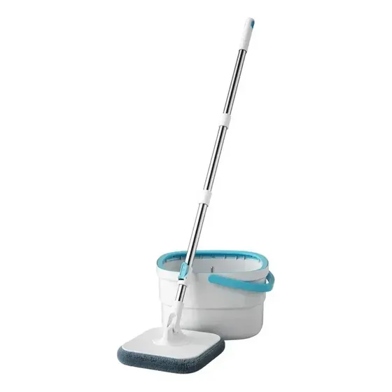 Esfregão De Microfibra De 360° Com Balde De Lavagem E Secage White & Blue