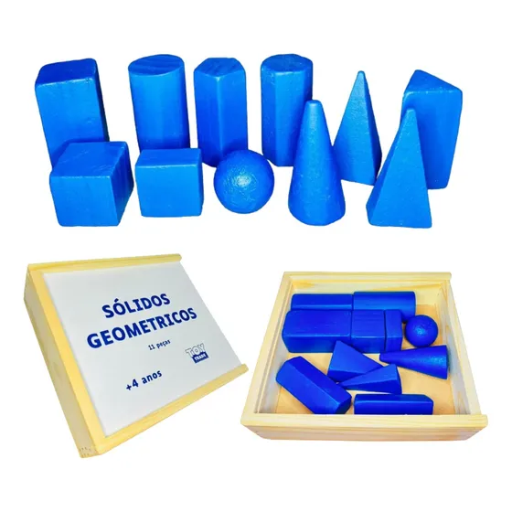 Sólidos Geométricos 11pçs Madeira Escolar Didático Toy Trade