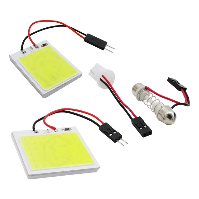 10 Placa Luz Interior Para Coche 24 48 Leds Cob 2 Adaptadore