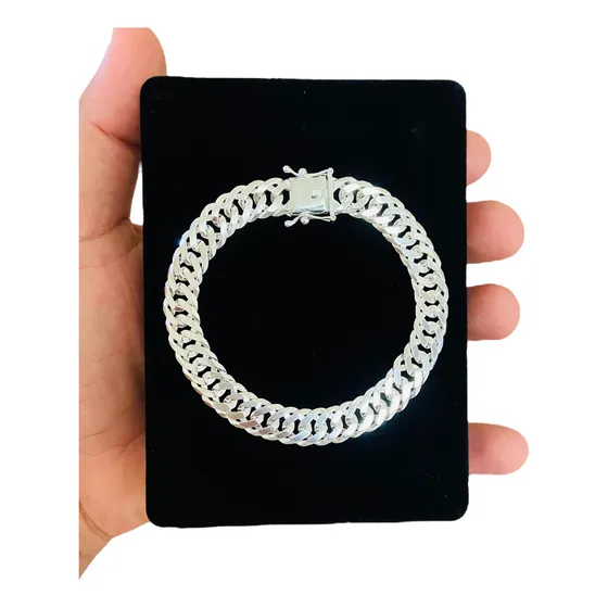 Pulseira Grumet Duplo 10mm Masculina Prata 925 Fecho Gaveta