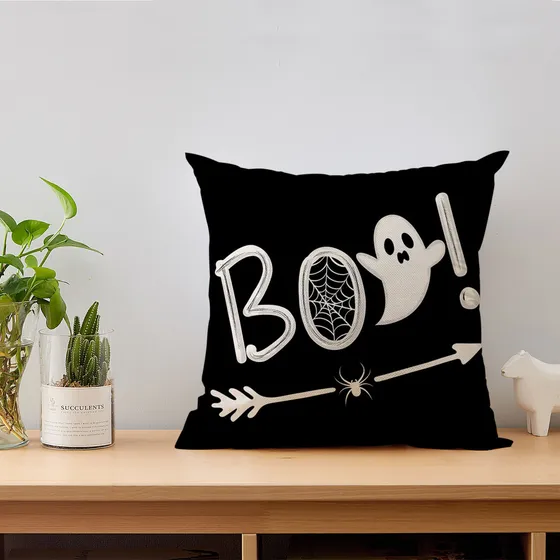 Funda De Lino M Body Pillow Para Halloween, Funda Con Estamp
