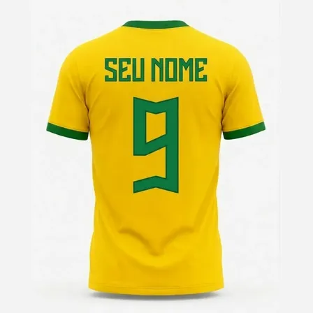 Blusa Feminina Brasil Copa Personalizada Com Nome Dryfit Top Amarelo Brasil-nome P Estampa Localizada