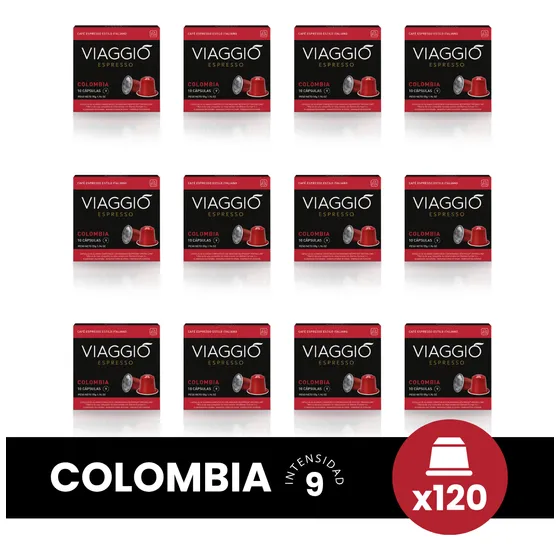 Cápsulas Café Viaggio Colombia X120 12 Cajas Comp Nespresso