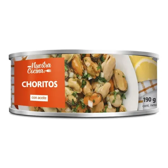 Choritos Nuestra Cocina En Aceite Lata 190 G