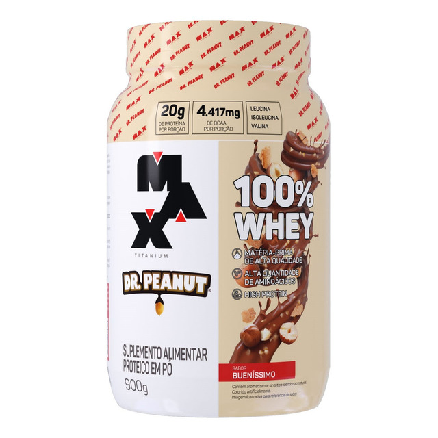 100% Whey Max Titanium X Dr. Peanut 900g Sabor Bueníssimo 100% Whey Max Titanium X Dr. Peanut 900g Sabor Bueníssimo