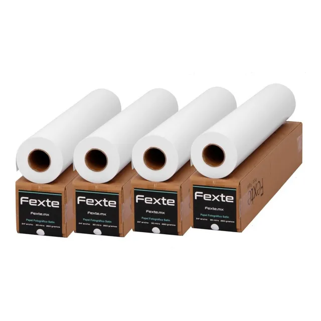 Papel Fotográfico 6 Rollos 20'' X30 Mtrs Satín 260 Grs Fexte Color Blanco