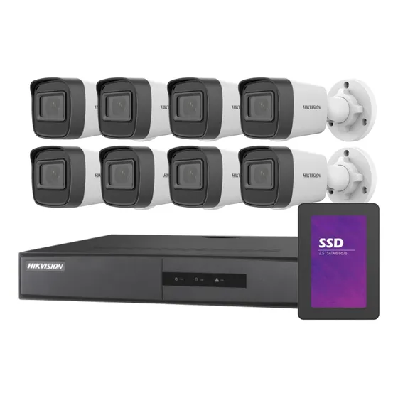 Kit Seguridad Ip Hikvision Nvr 8ch+8 Camaras 1080p Poe+disco