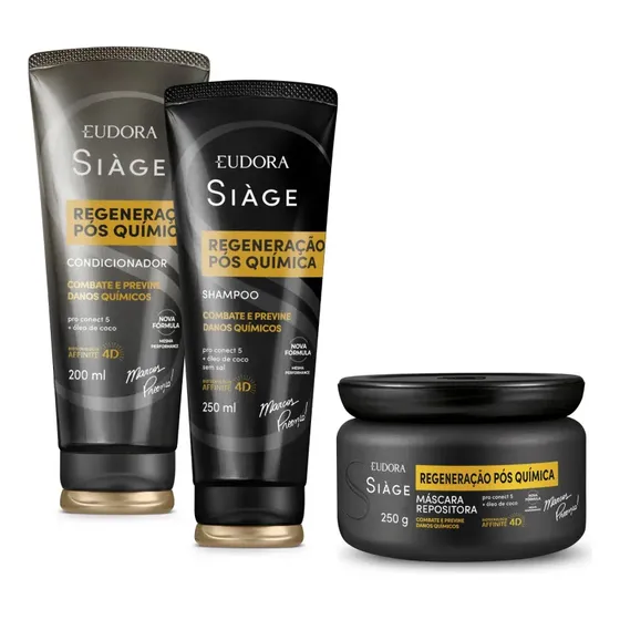 Kit Regeneração Pós Química Shampoo + Cond+ Máscara Eudora