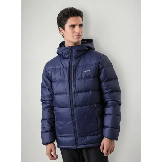 Parka De Pluma Latitude Hombre Con Gorro Y Bolsillos
