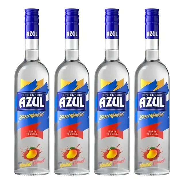 Pack De 4 Licor De Tequila Centenario Azul Baby Mango 700 Ml