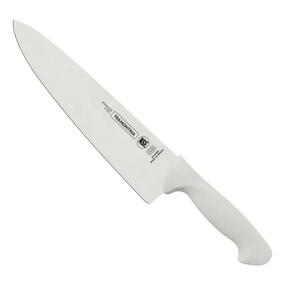 Faca Chef Premium Churrasco Lâmina Aço Inox Cabo Branco