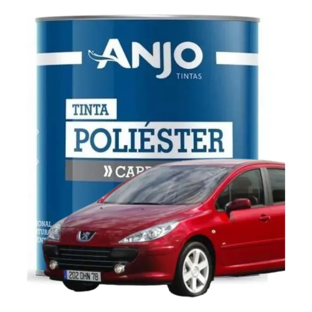 Pintura Automotriz Base Poliéster Rojo Metalizado Anjo900 Ml