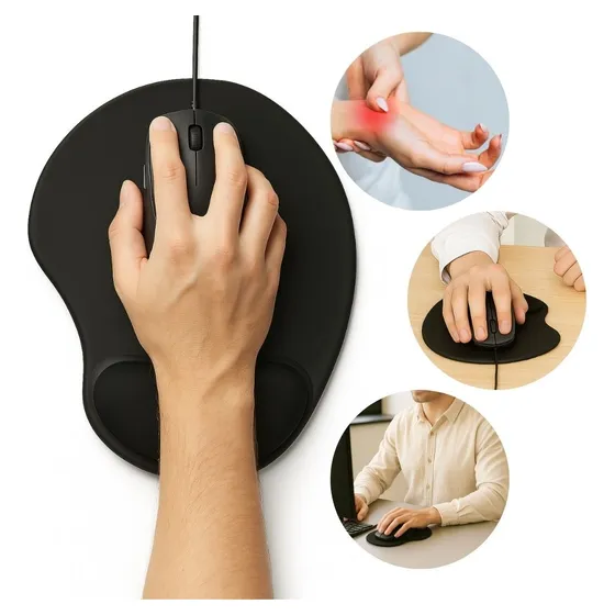 Suporte Mouse Pad Ergonômico Preto Coloque Sua Logo Marca