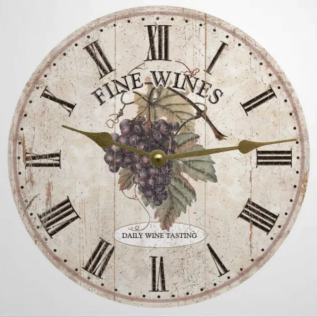 Reloj Pared Madera Byron Hoyle Vino 12.0 In Redondo Estilo