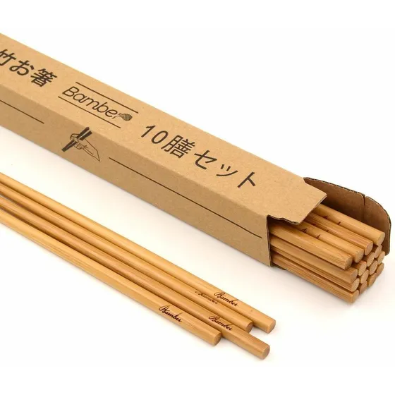 Bamber Juego 10 Par Palillo Bambu Reutilizable Largo