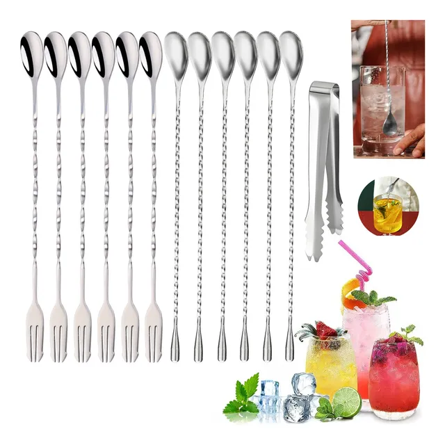 Cuchara Coctelera Agitador Acero Bartender Mixologo Bar 30cm