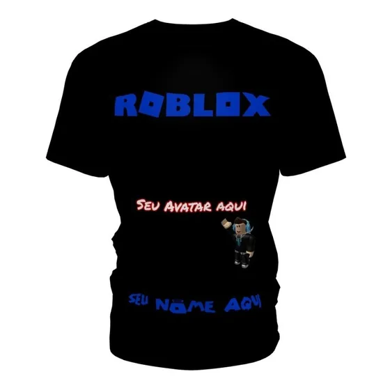 Camiseta Do Roblox Preta Infantil Com Seu Avatar