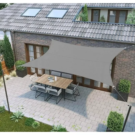 Toldo Tipo Vela Rectangular De 3 X 4 Metros. Color Gris