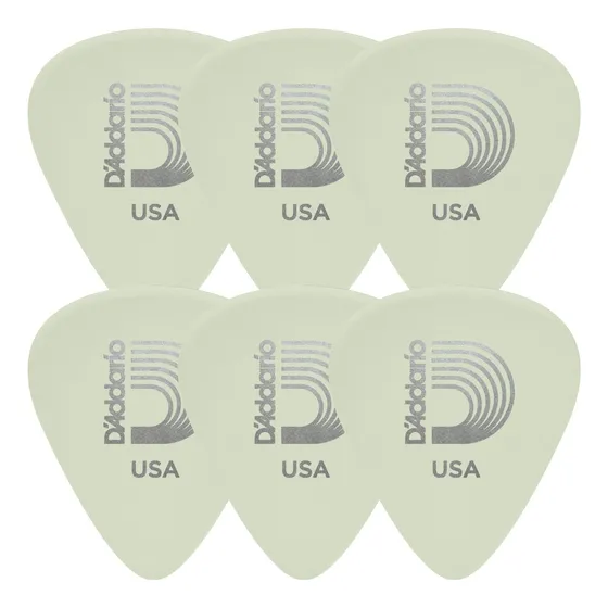 Kit 6 Palhetas Daddario Celulóde Guitarra Brilha No Escuro