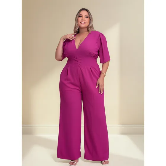 Macacão  Plus Size Longo  Para Festa Casamento Madrinhas