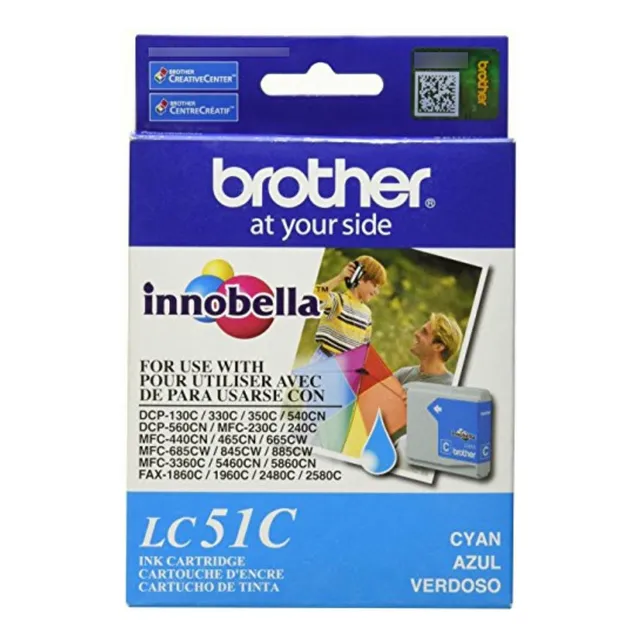 Brother Lc51c Cyan Ink Cartridge Retail Packaging