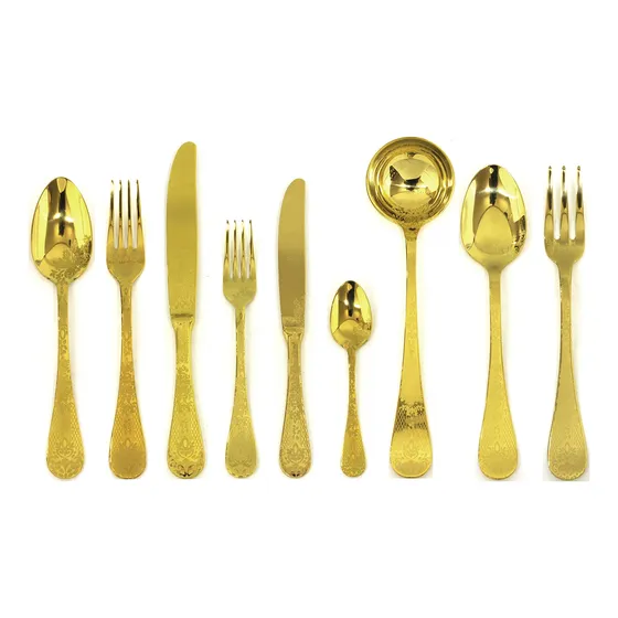 Cubierto 75 Pieza Acabado Dorado Pulido Apto Para