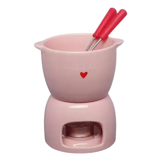 Conjunto Panela Para Fondue Aparelho 5 Peças Cerâmica