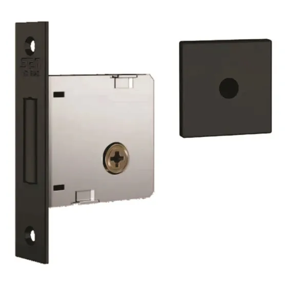 Trava Tetra Fechadura 1004 Rq1 Preto Fosco Quadrada Stam