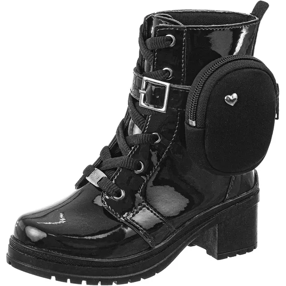 Bota Coturno Menina Saltinho Com Bolsinha Lateral Removível