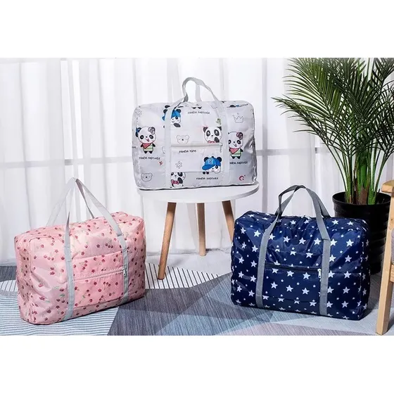 Bolso Plegable Grande Con Cierre Maleta Viajera Estampado