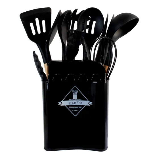 Juego Menage Utencilio De Cocina 11 Piezas Silicona Y Madera