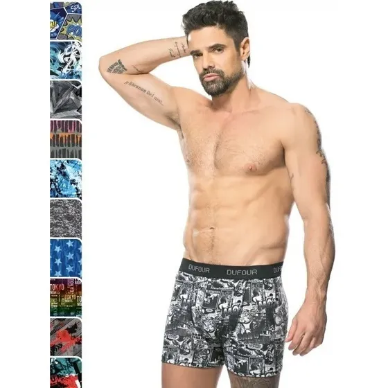 Pack X12 Boxer Dufour Con Elástico Estampado ALG/lycra 11971