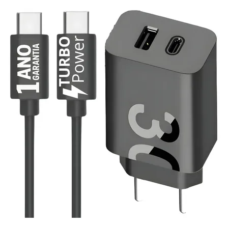 Carregador Para Samsung Turbo 30w A15 A24 A25 A34 A35 A55 Preto