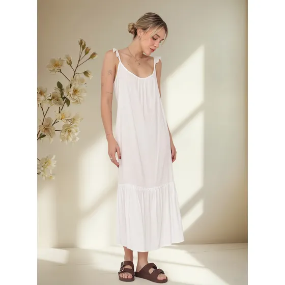 Vestido Largo Nano Jazmin Mujer Adultos Lino Tobillo